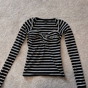 Vintage Ralph Lauren Black label Top. Black and White Striped Long Sleeve Top.